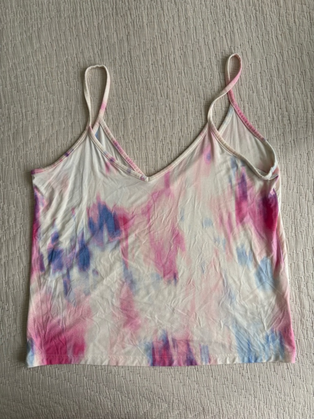 Old Navy Cream Tie-Dye V-Neck Spaghetti Strap Cami